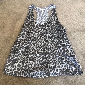 Joie Grey Leopard Print Silk Top